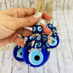 Lucky Eye Turkish Evil Eye Wall Hanging Braided Beads Keychain Car Keyring for Women Men Home Decor Living Room Wall Decoration