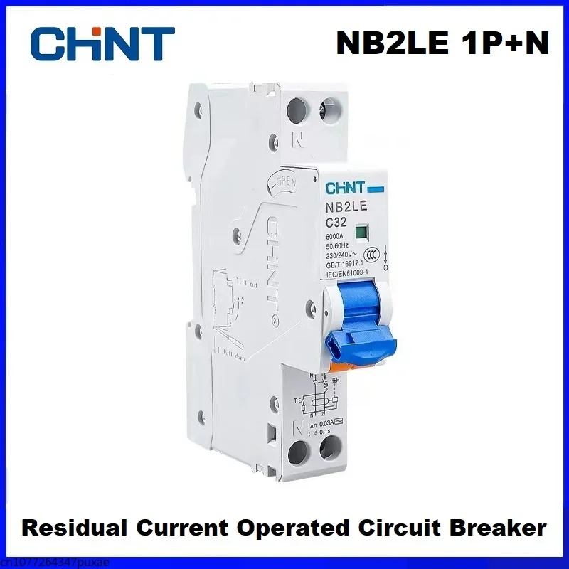 CHINT NB2LE 1P+N Residual Current Operated Circuit Breaker Leakage Protection Switch 0.03A 30MA 6A 10A 16A 20A 25A 32A 40A RCBO