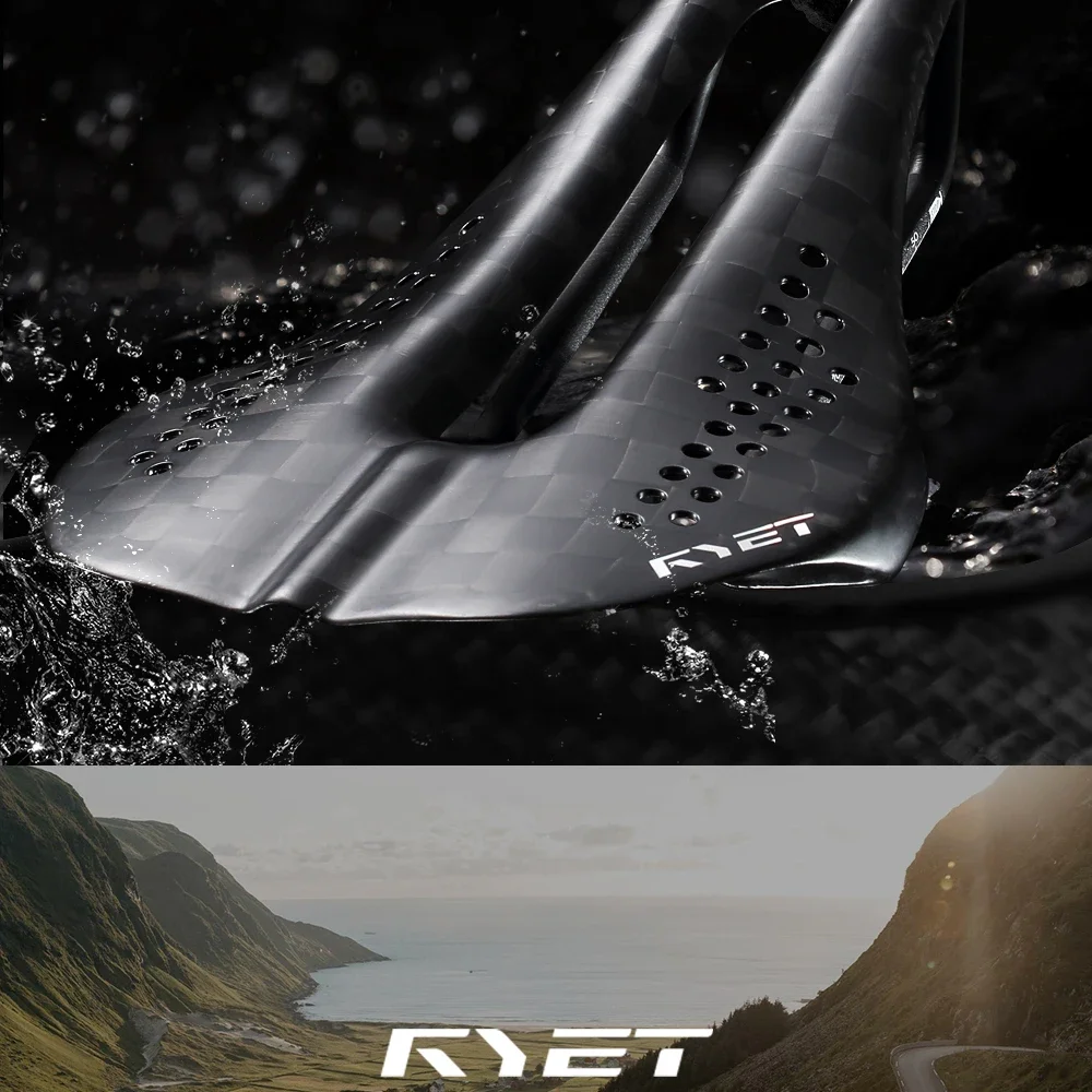 RYET 12K Carbon Ultraleichter Fahrradsattel 59g 230x125mm für MTB/Gravel/Rennrad Unisex Rennsattel 7x7 Dual-Track-Design Radfahren – Detail 14