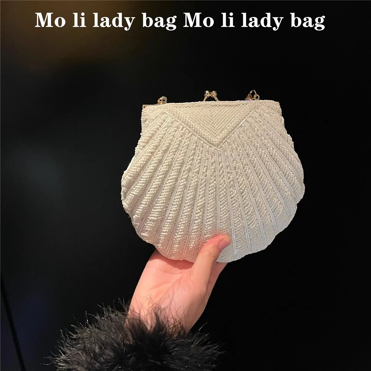 High Quality Beads Beaded Handmade Shell Bag Fashion Elegant Women Handbag Luxury Clutch Purse For Wedding Party Crossbody Bag