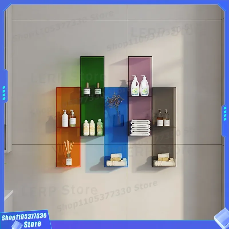 Light Luxury Multi Layer Bathroom Wall Mounted Storage Rack Household Toilet Baffle Shelf Modern Laminate Organizer for Home