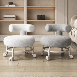 Nordic Household Cashmere Stools Living Room Furniture Universal Wheel Ottoman Creative Backrest Small Stool Pulley Low Stools