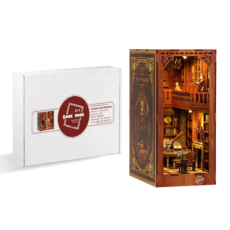 DIY 나무 인형의 집 미니어처 키트 친환경 DIY 미니어처 하우스 3D 나무 퍼즐 북 눅 도서관 장식용