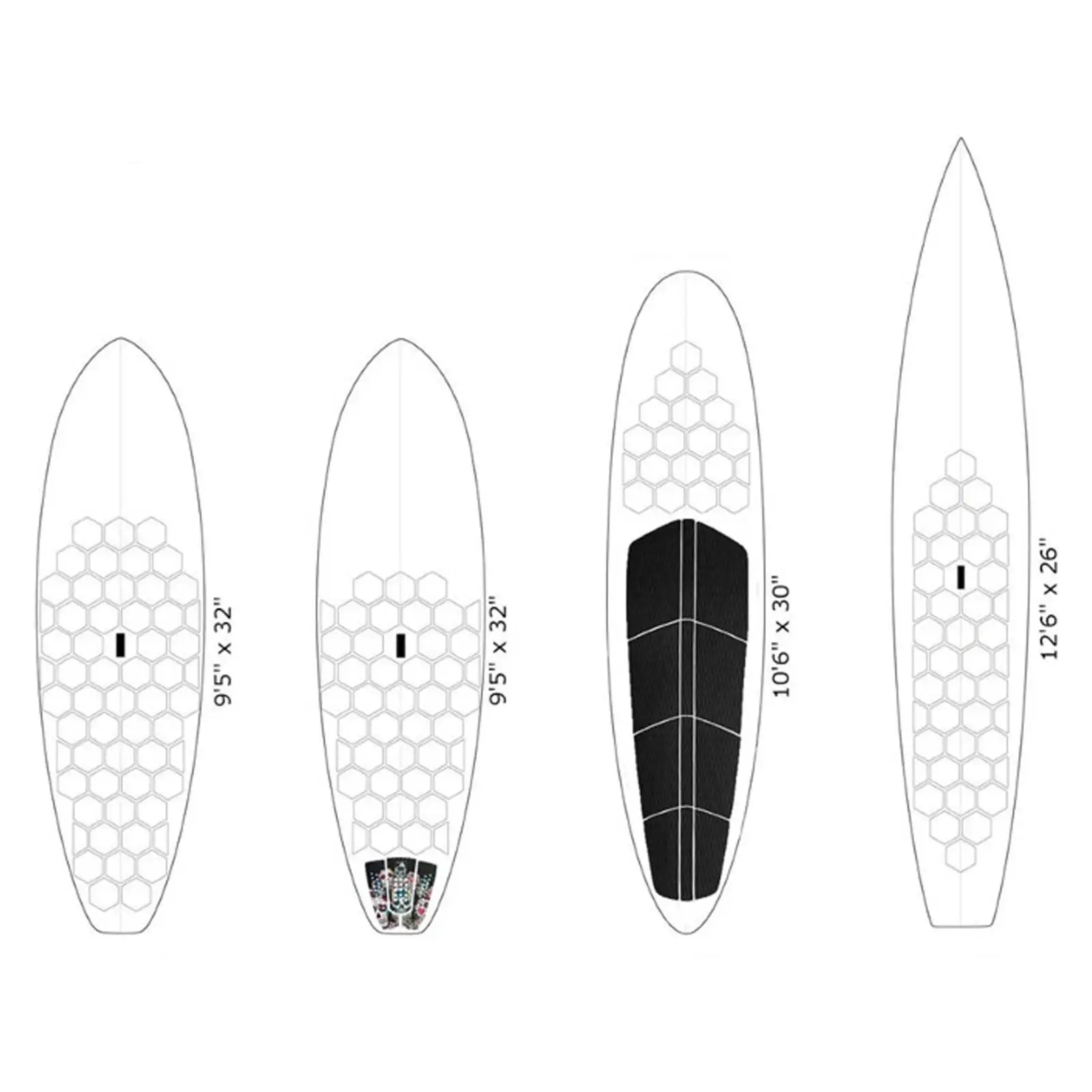 Bild 6: Surfbrett-Traktionspads Deck-Pads mit Wabenstruktur Rutschfeste Matte Wachslose Surf-Matte