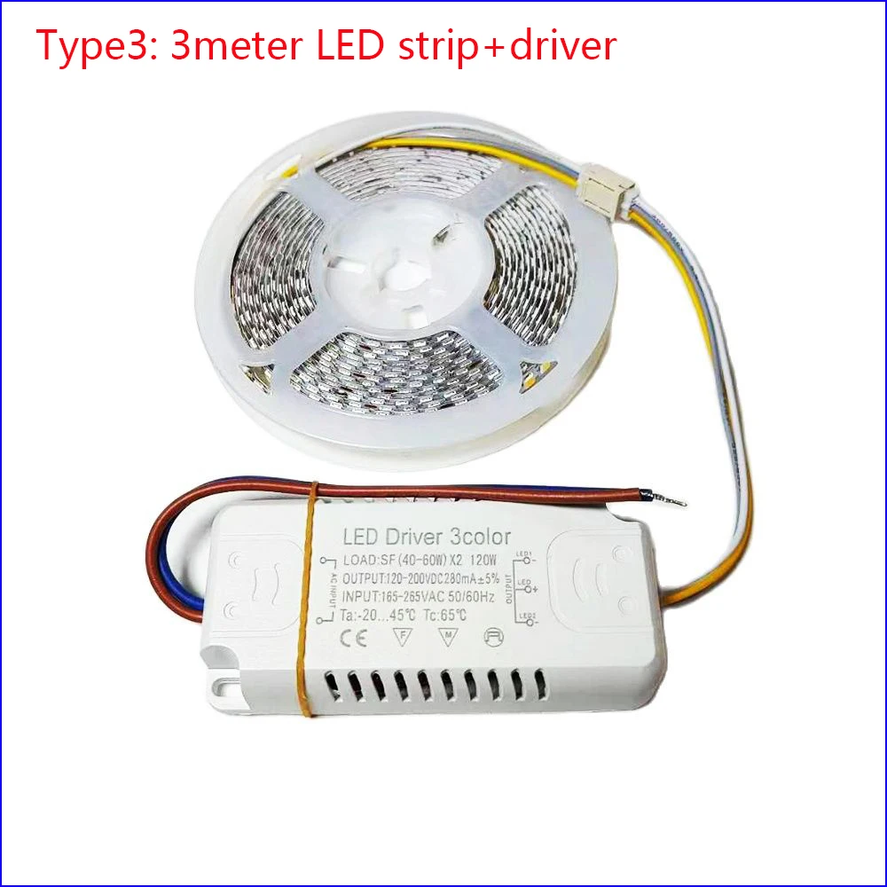 Highlight (3 solder joints) 7MM-180D-5B9C×2 3Colors LED Strip AC220V 200-280mA Work With LED Driver be used in chandeliers