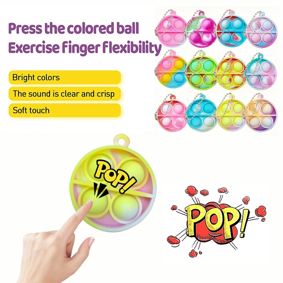 MXTIMWAN Pop Push It Fidget Toy, 40 Stück Mini Squeeze It Fidget Toys, Mini Silicone Keychain Toys, Poppet Bubble Toys aus Silikon, Spielzeug mit Schlüsselbund for ADHS Squeeze Toys, YSK40PCS