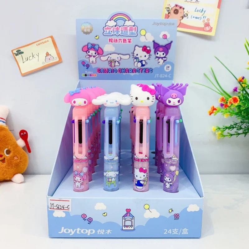 

12 шт./лот Sanrio Kuromi Melody Cinnamoroll Kitty 6 цветов шариковая ручка милый пресс шариковые ручки школьные и офисные письменные принадлежности