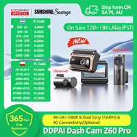 DDPAI 4K Dash Cam Z60 Pro 3CH Front and Rear Interior Car Camera SONY STARVIS2 Sensor 24h Parking 5GHz Wi-Fi ADAS GPS  4G