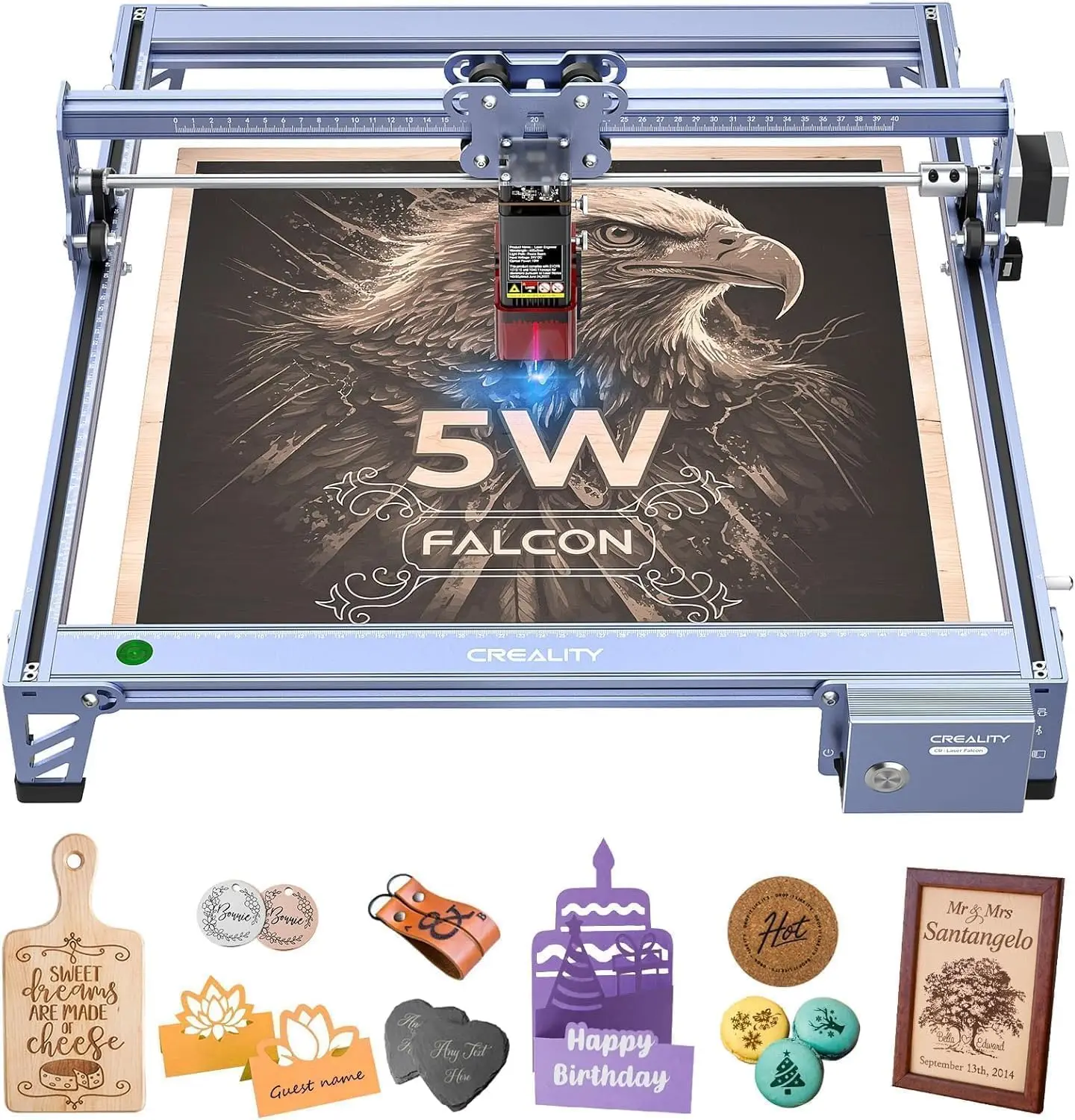 

5W Laser Engraver, 0.06mm Precision, 400x415mm Work Area, 10000mm/min Speed, Offline Use