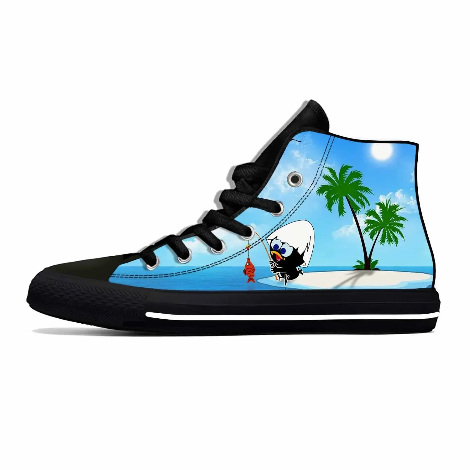 Calçado casual manga anime cartoon para homens e mulheres, sapatos leves de tábua, tênis respiráveis, moda engraçada em quadrinhos, top alto