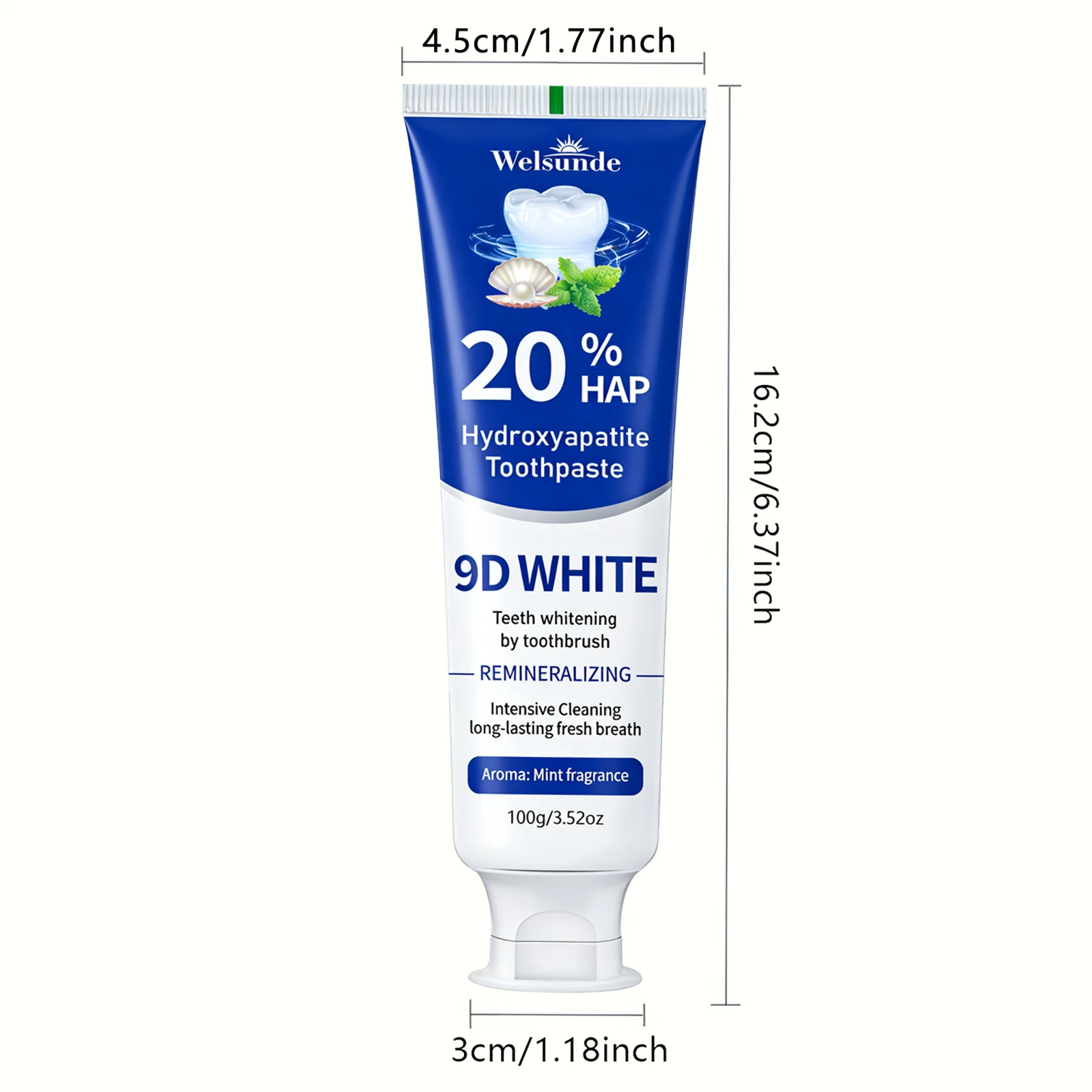 20% Hydroxyapatite Toothpaste, Contains Menthol, Deep Cleaning for Brighter Teeth, Fresh Breath, Basic Oral Care, Suitable for Everyone, An Essential Travel Item, It Is the Ideal Gift for Men and Women During Festivals
