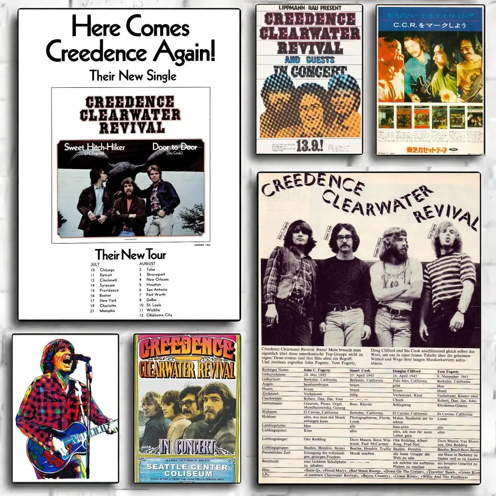 band C-Creedence Clearwater Revival-L Poster Minimalist Wall Sticker for Cafe Office Bar Home Decor and Gift