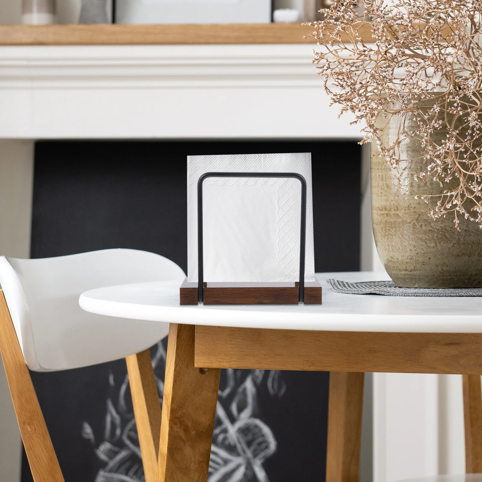 

Napkin Holder Rustic Wood Iron Tissue Holder For Kitchen Dining Table Paper Napkin Storage Dispenser Stand