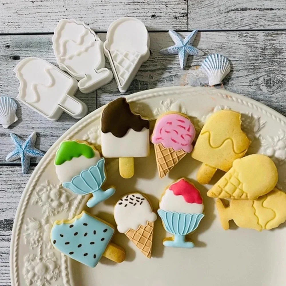 Summer Ice Cream Cookie Cutter Mould Ice Cream Shape Biscuit Mold Fondant Pastry Decor Baking Tools