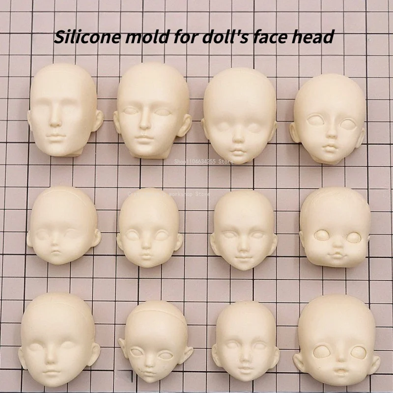 Q Style Mold  Human Face Mold Silicone Drop Glue Soft Clay Anime Handmade DIY Handicrafts Cartoon Character BJD Doll Face Mold