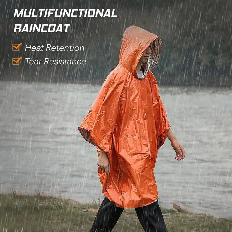 Outdoor Rain Ponchos Waterproof Raincoat Hooded Rain Ponchos for Adults Rain Poncho Jacket for outdoor Hiking Cycling Travelling