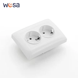 White Power Sockets EU Standard Flame Retardant Wall Embedded AC Electrical Outlets With Ground Classic 250V Paint Plastic 250V