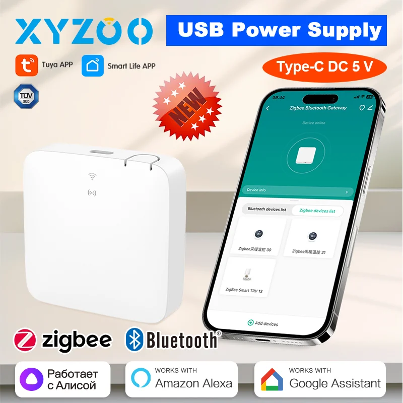 Tuya Multi Mode ZigBee Bluetooth Gateway Smart Life APP Remote Control Automation USB Power Support Voice Alexa Google Home