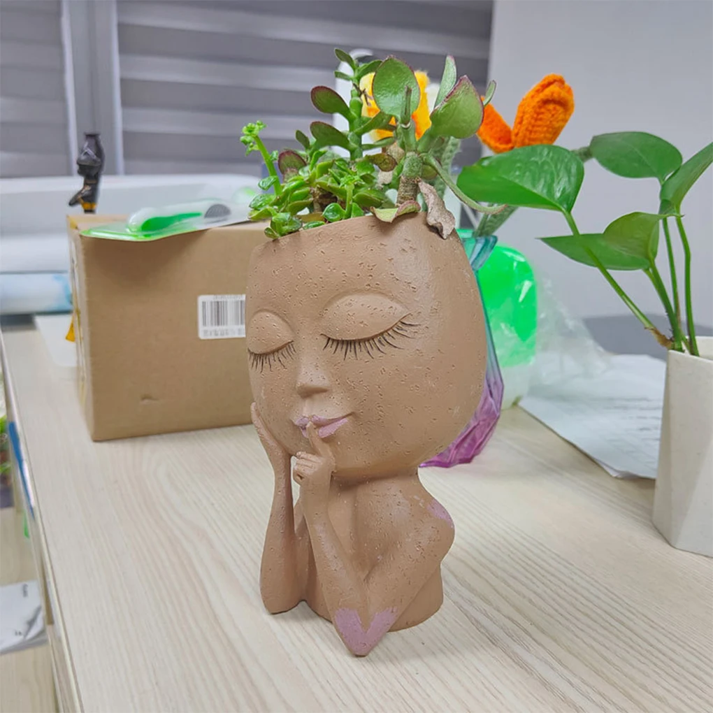 Flower Pot With Unique Flowers Herbs And Vegetables Made With Resin Face Shaped Flower Pot