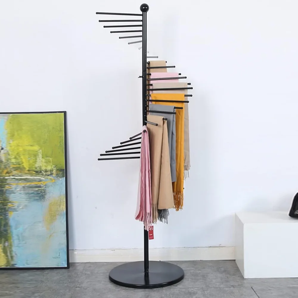 Freestanding Scarf Display Rack, Metal Scarf Racks, Spiral Scarf Holder, Hijab Stand for Clothing Store Commercial Home