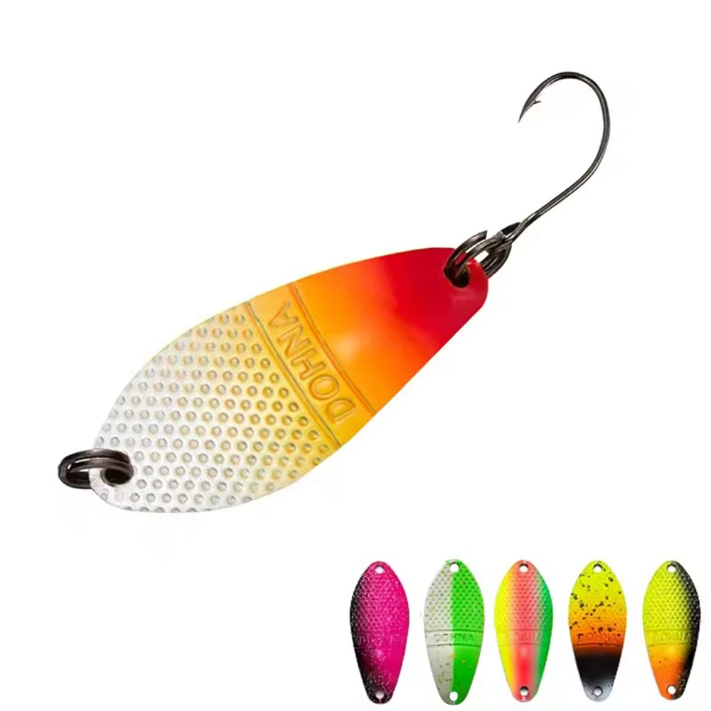 Isca de Pesca Tipo Colher Peche Leurre Pesca Spoon, Aproximadamente 3g 30mm, Isca Colorida de Metal Cobre para Pesca em Correnteiras, Swimbait para Truta, Chub, Perca e Salmão
