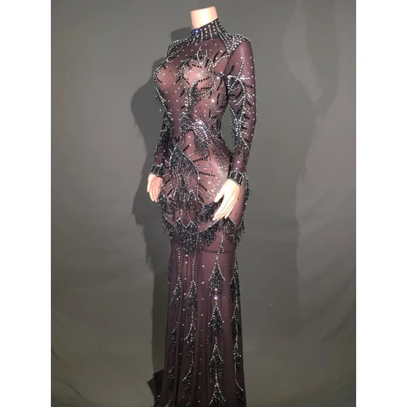 Geburtstag Urlaub Party Kleidung Nachtclub Party Party Leistung Sexy Helle Strass Elastische Memory Kleid Abendkleider Luxus