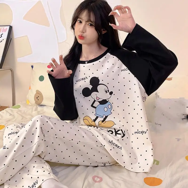 

Женский милый пижамный комплект с длинными рукавами и брюками, в стиле аниме, для девочек, весенне-осенний, новая домашняя одежда, женский высококачественный комплект из двух предметов