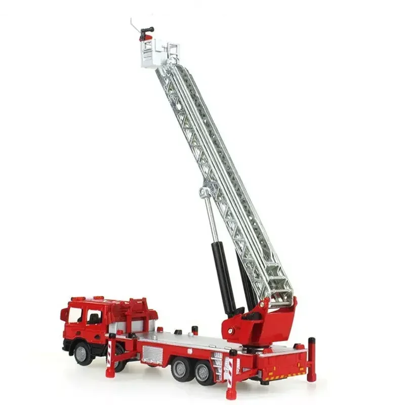 Nova simulação de 40cm, escada extensível de liga 1:50, plataforma de caminhão de bombeiros, modelo de motor de incêndio, rotação de 360 graus, carro de resgate, brinquedo, presente