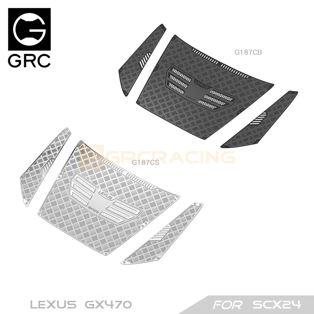 

GRC 1/24 LEXUS Engine Hood Stainless Steel Sheets Diamond Plates for SCX24 LEXUS Decoration Upgrade Protect Part #G187CS G187CB