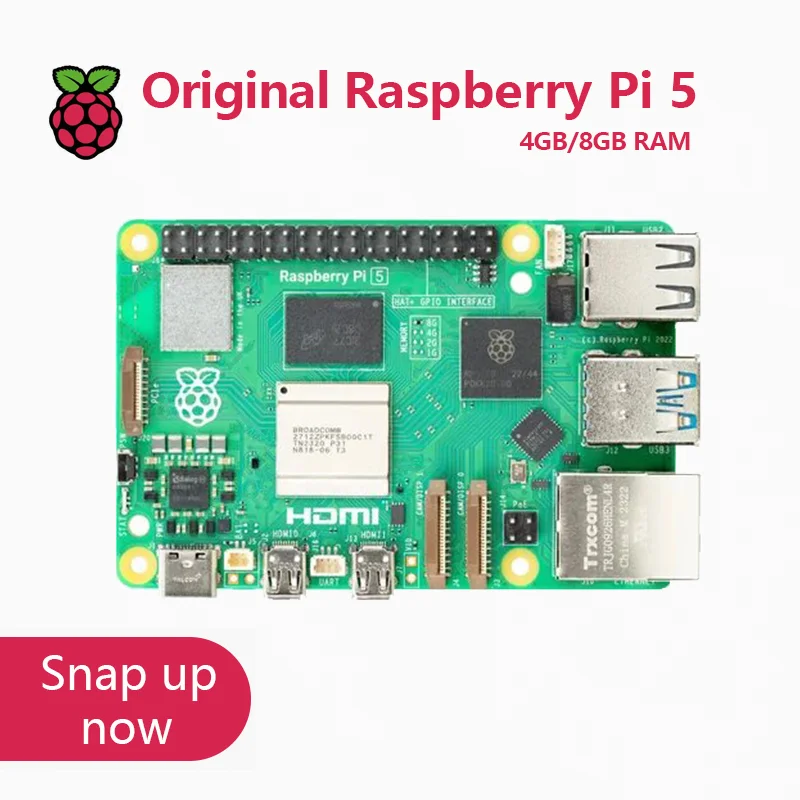 Official Original Raspberry Pi 5 Cortex-A76 Linux 2GB 4GB 8GB Arm Board Python programlama PCIe Gigabit Ethernet USB3.0