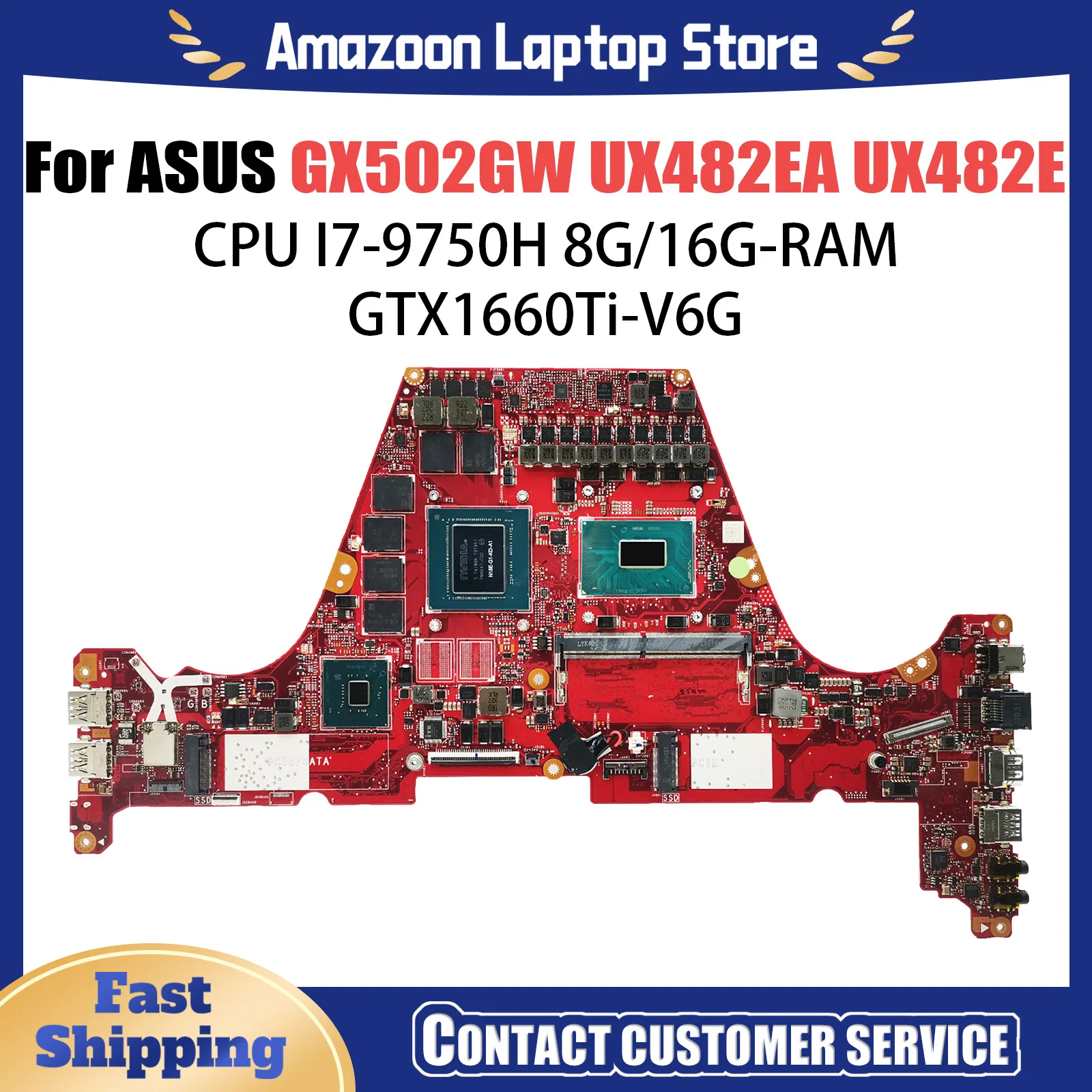 GX502GW Mainboard For ASUS GX502GV GX502G GU502GV GU502GU MW502G Laptop Motherboard i7 9th Gen V6G RAM-8GB/16GB