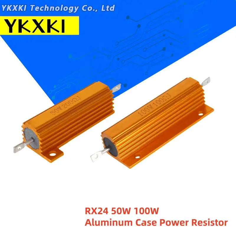 50W 100W Aluminum Power Metal Shell Case Wirewound Resistor 0.01R ~ 100K 1 6 8 10 20 200 500 1K 10K 100K ohm resistance RX24