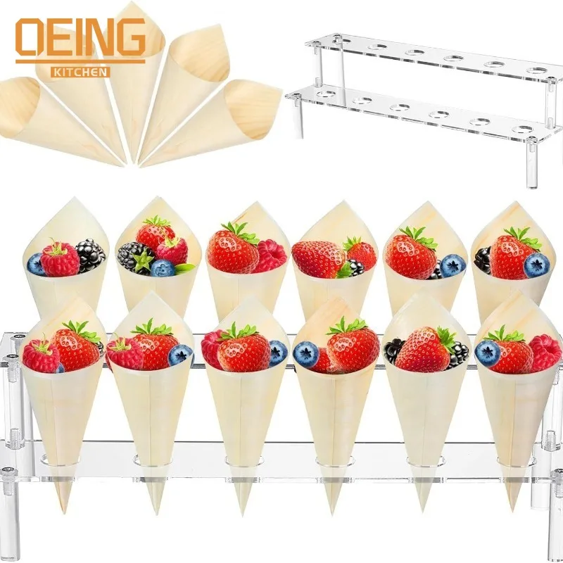 

Ice Cream Pastry Transparent Acrylic display Rack With Double-Layer Design Bracket Holiday Birthday Party Dessert Supplies