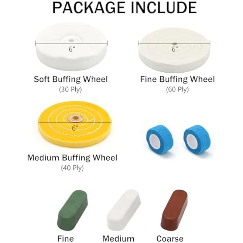 Полировальные полировальные круги PORK-6 дюймов, для настольной шлифовальной машины, с полирующими полировальными режущими блоками, с неткаными повязками