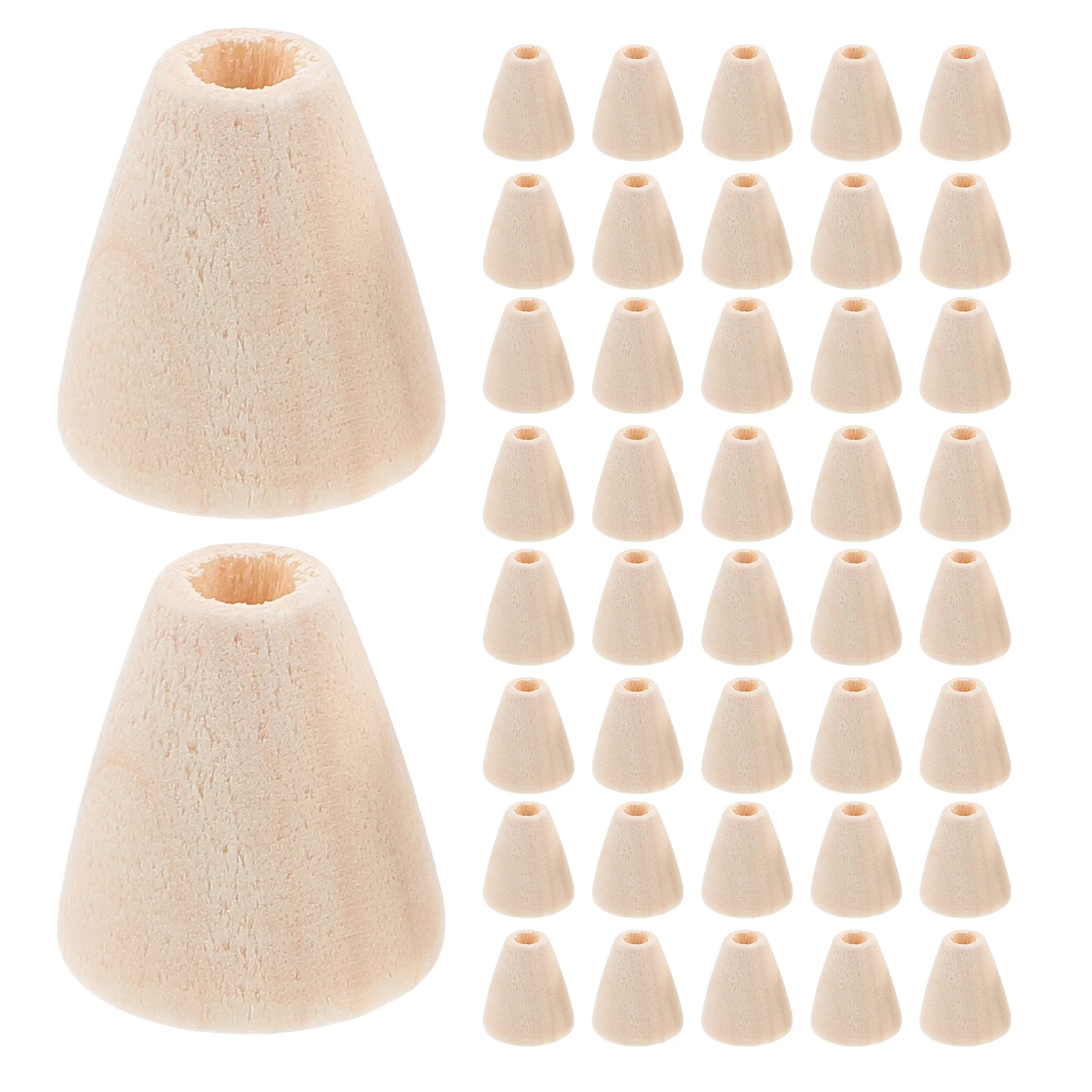 100 pçs forma de cone contas de madeira crianças diy artesanato kit natural inacabado contas para fazer jóias atividades de aprendizagem em casa escola