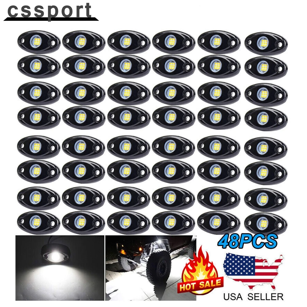 

48X белые светодиодные рок-фонари для днища Trail Rig Glow Lamp Offroad SUV Pickup Truck