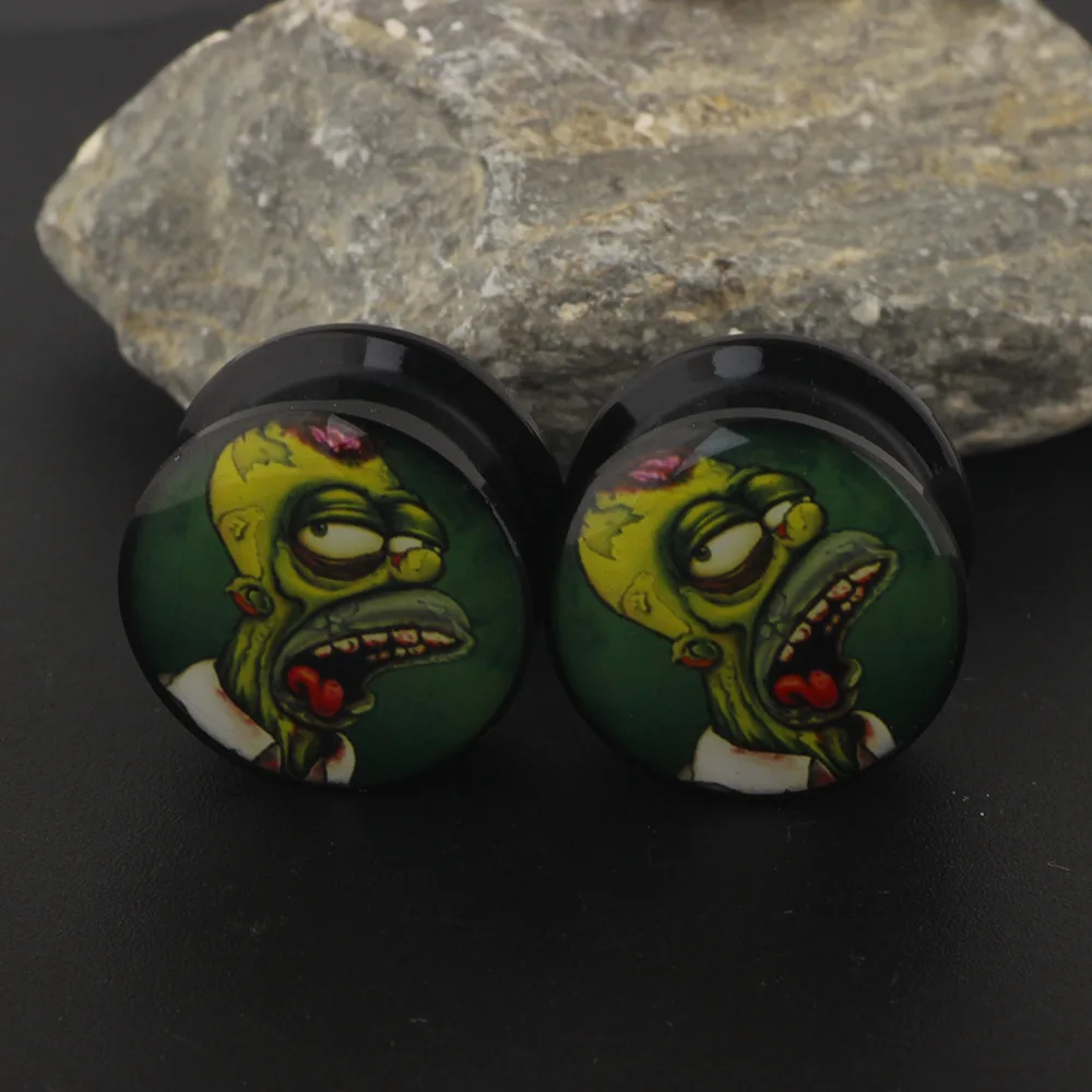 1pc Green Zombie Ear Plugs for Women Punk Black Gold Color Stainless Steel 6-16mm Ear Expanders Piercing Earrings Body Jewelry