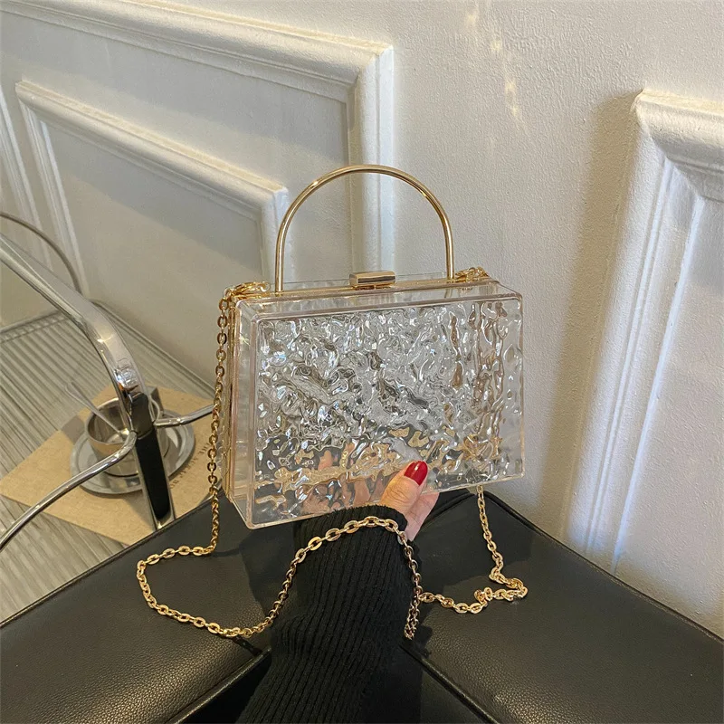 Bags For Women Trend 2024 Cross Body Acrylic Transparent Clear Chain Evening Women\'s Shoulder Bag Korean Popular Luxury Designer