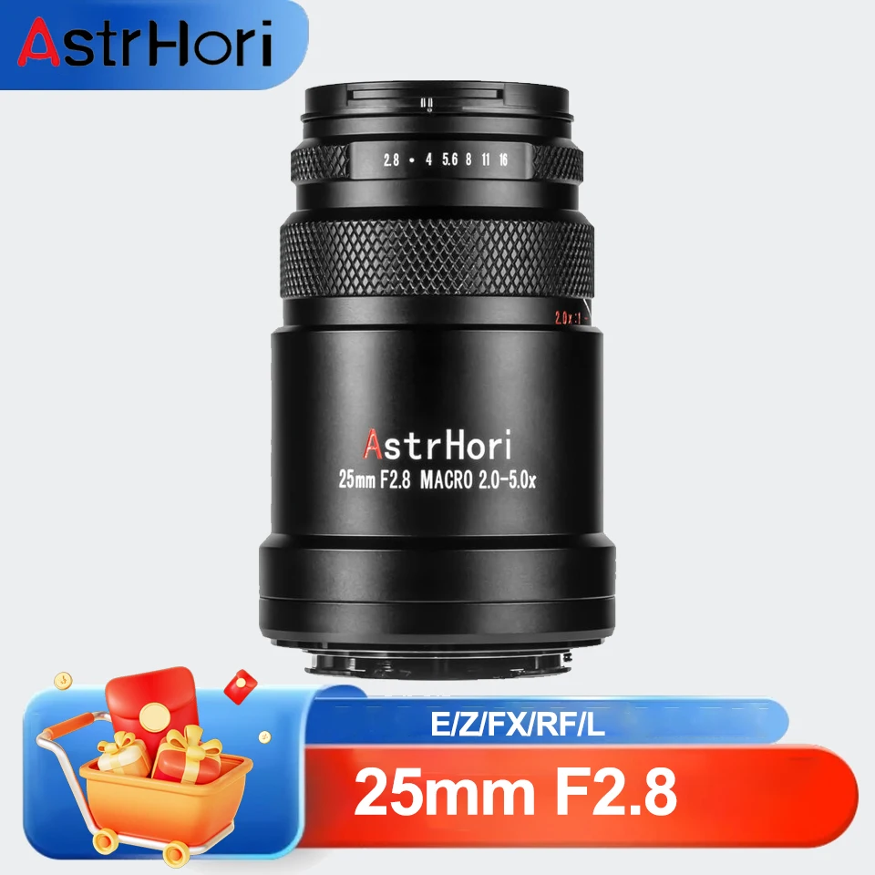

AstrHori 25mm F2.8 2X-5X Magnificatiion Macro Lens Full Frame Wide Angle Fixed Focus Lens for Sony A6400 Nikon ZFC Canon R6