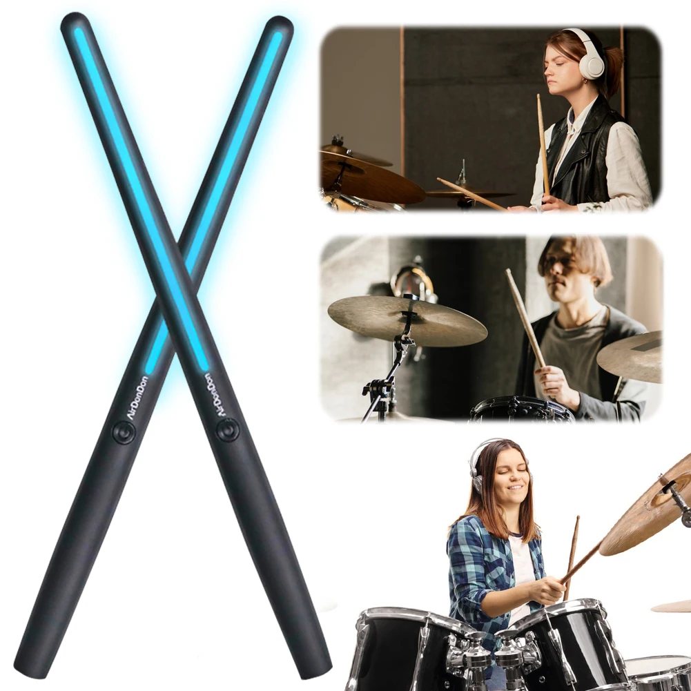 Portable Air Drum Set Electronic Drum Sticks Bluetooth-Compatible Air Drum Adapter Electronic Drum Set for Beginners Professiona