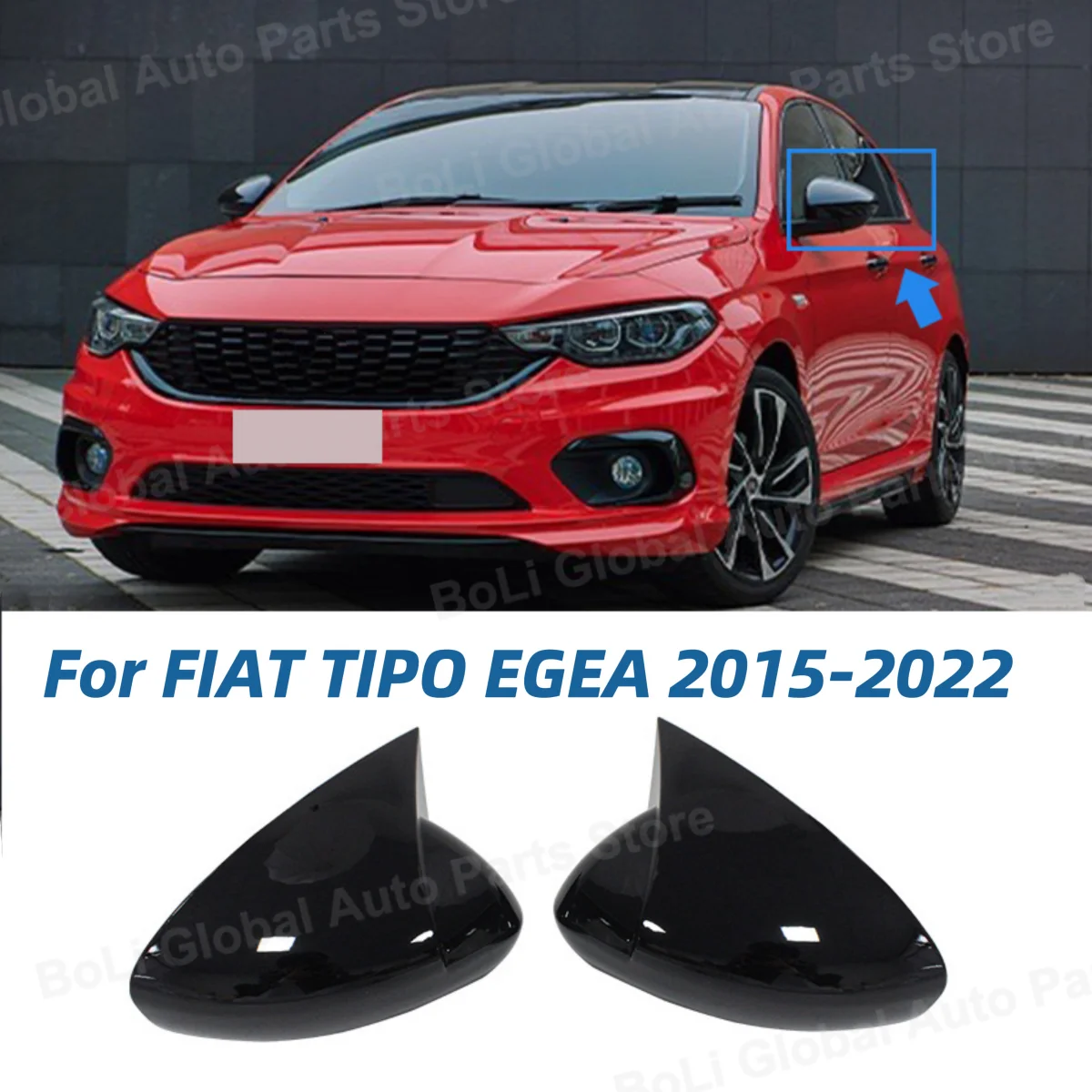 2X Horn Side Wing Mirror Cover Caps For FIAT TIPO EGEA 2015-2022 Rearview Mirror Cover Shell Case Trim Add On Car Accessories