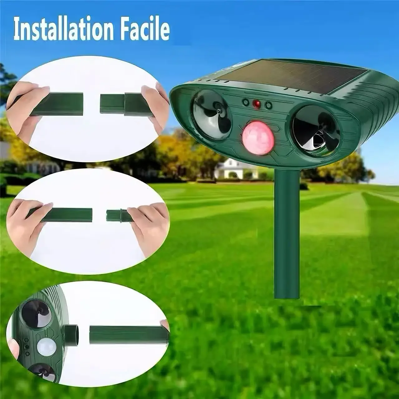 Yard Solar Ultrasonic Wild Animal Repeller IPX4 Waterproof PIR Infrared Sensor Outdoor Pest Repel Dog Cat Bird Squirrel Rats - view 5