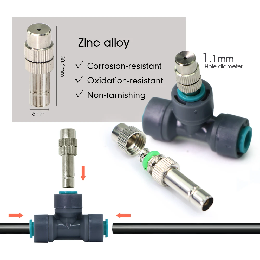 DIY 1/4 "wąż metalowa dysza rozpylająca zestaw do zamgławiania 60W samozasysająca pompa zestaw do podlewania do automatycznego systemu nawadniania warzywnego ogrodu — zdjęcie 3