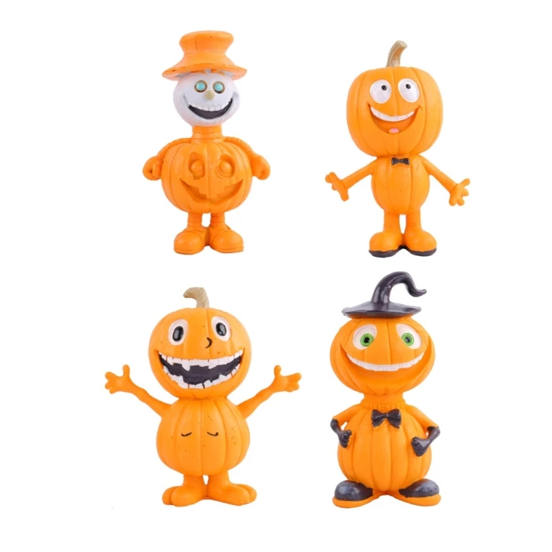 Halloween Decoration Gnomes 4 Pack Pumpkins Head Gnomes Dolls in Assorted Color Toy