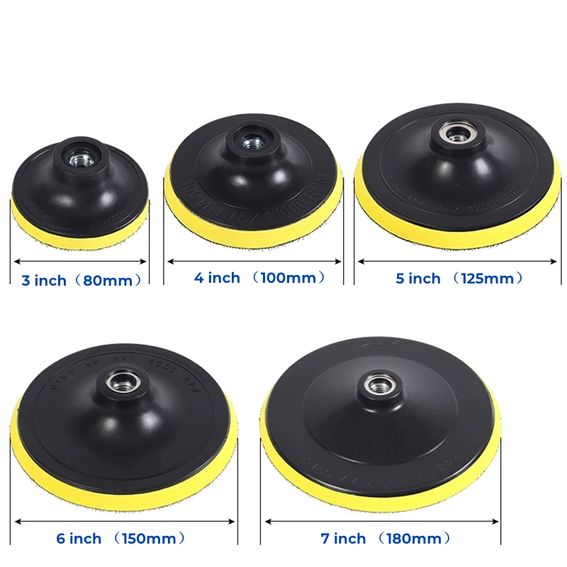 3~7Inch Self Adhesive Polishing Disc M10 M14 Backing Pad Drill Rod 8mm Car Paint Care Polishing Pad For Electric Polisher Sander