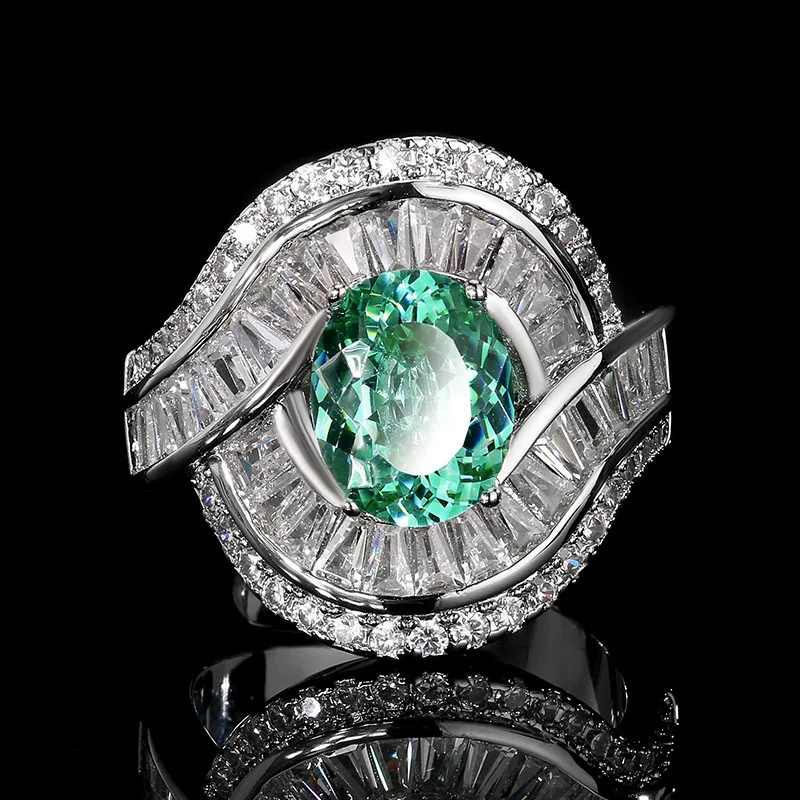 

Новое украшение с медной основой и золотым покрытием, простое и стильное кольцо с основным камнем Para Green 8*10.