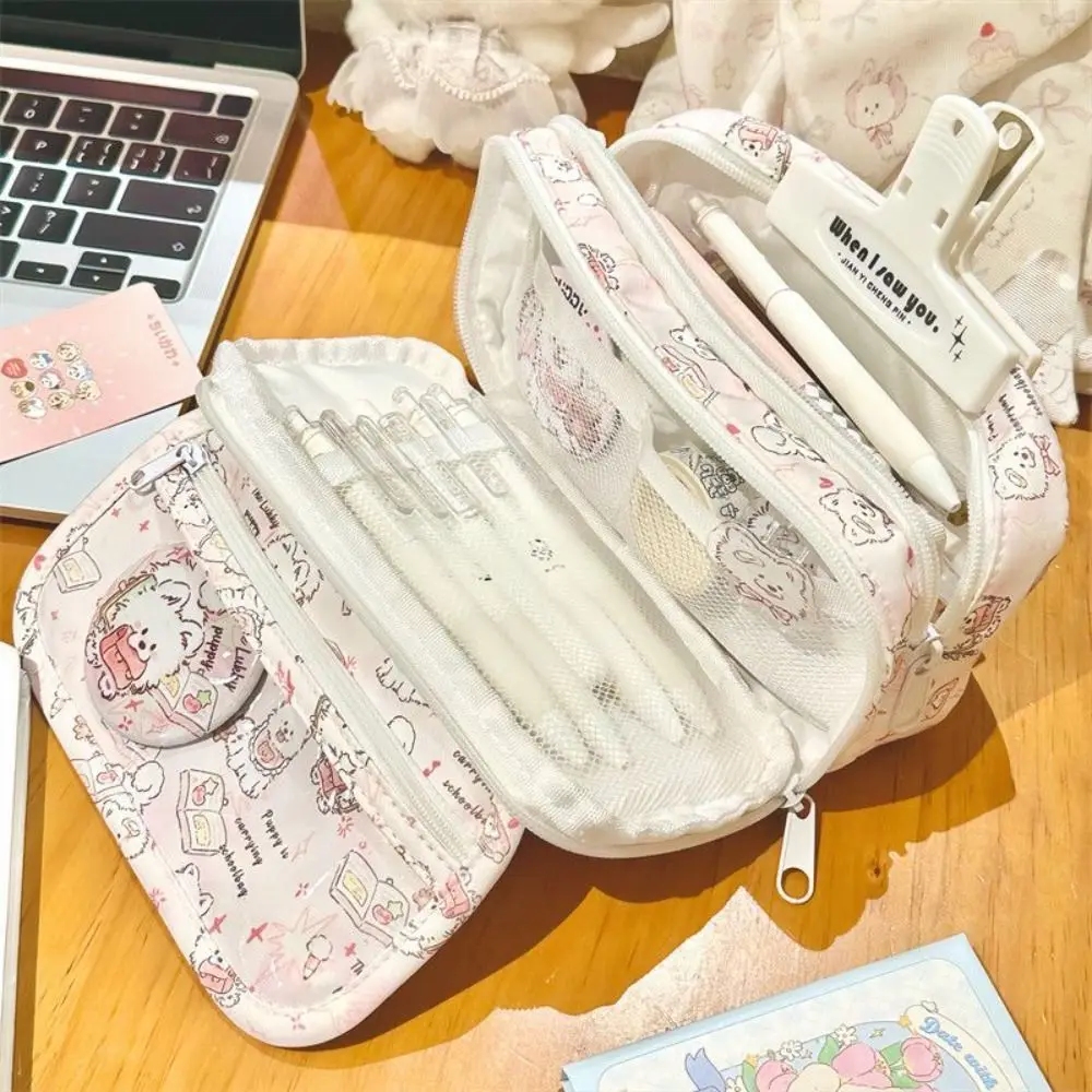 Durable Cute Puppy Pencil Case Large Capacity Multifunction Stationery Bag Creative Student Supplies Cosmetic Bag