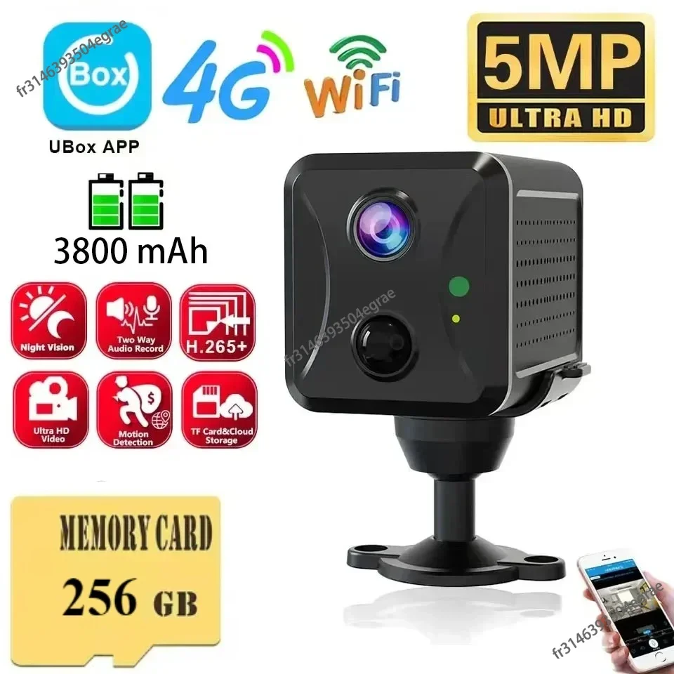 NUOYING 2025 CCTV-Kamera, 5 MP, 4 G, SIM-Karte oder WLAN, Heimüberwachungskamera, Gegensprechanlage, PIR-Infrarot-Erkennung, Mini-Baby-Sicherheits-IP-Kamera