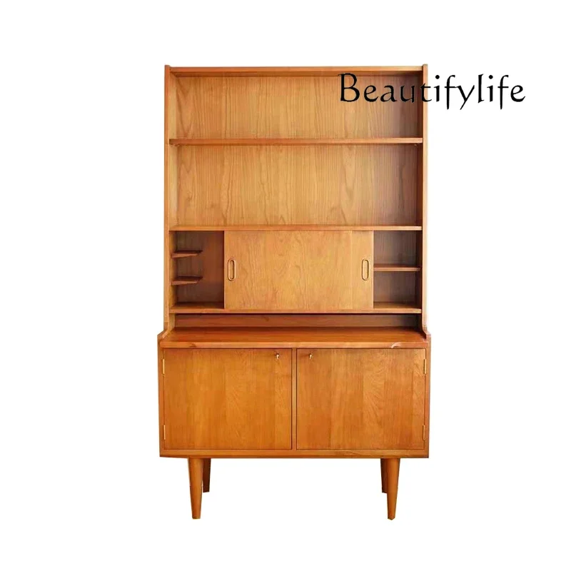 B4 Medieval Dining Side Retro Replica Furniture Multi-functional Locker Cherry Wood Display Wine Cabinet