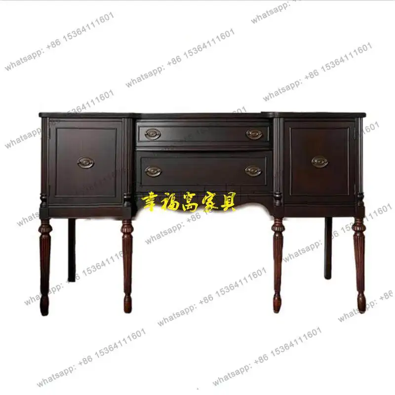 American solid wood retro home entrance cabinet living room high-footed locker against the wall side table